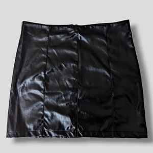 Black Faux Leather Mini Skirt Y2K